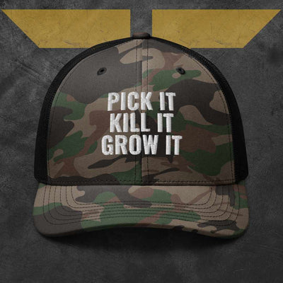 Camouflage Pick it, Kill it, Grow it Trucker Hat - Troponin Nutrition